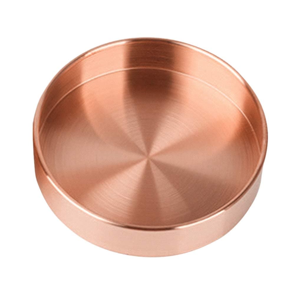 Nordic Gold Round Tray Metal Decorative Storage Organizer Tray Copper Key Jewelry Cosmetics Food Presentation Kitchen Storage Tray