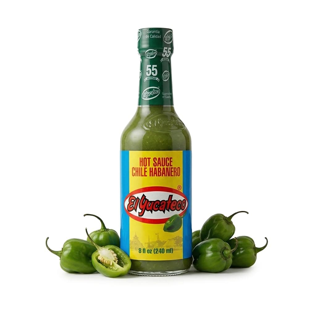 El Yucateco Green Habanero Hot Sauce, Authentic Mexican Chile Habanero Sauce, 8 fl oz (240 ml), Gluten Free, Pack of 1