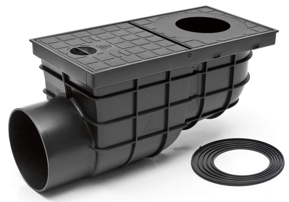 Chudej GmbH Rain Pipe Drain Gutter Drain Rain Box DN 110 325 G Black L305xB155xH171mm