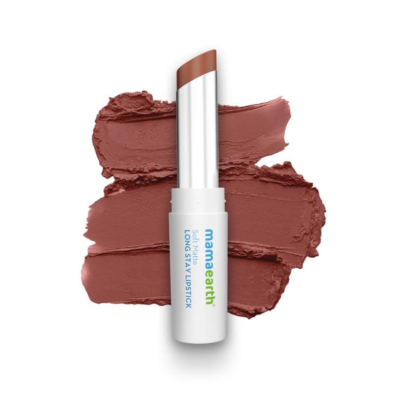 Mamaearth Soft Matte Long Stay Lipsticks with Jojoba Oil & Vitamin E for 12 Hour Long Stay - 01 Mocha Brown - 3.5 g