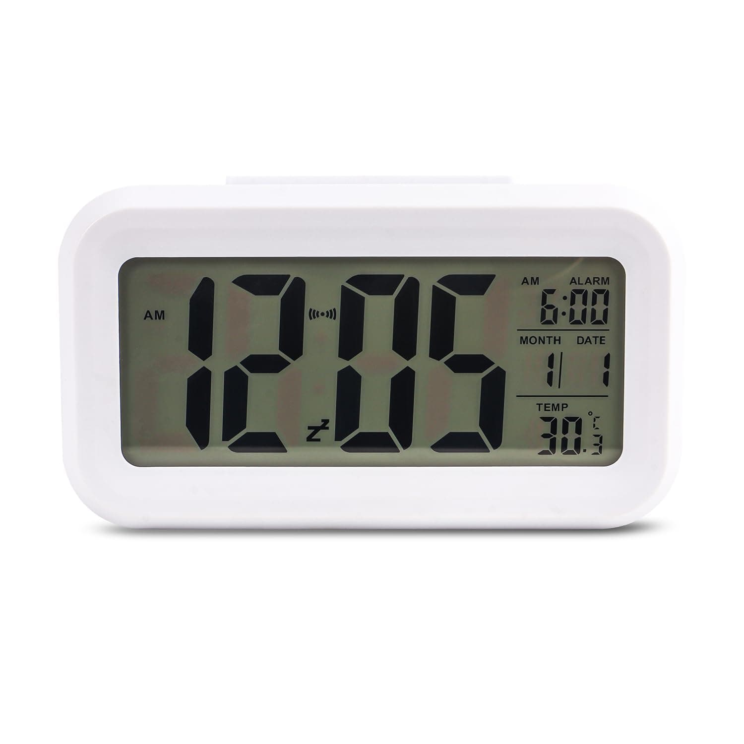 Digital Alarm Clock | Table Clock with Automatic Sensor, Date, Temperature & Night Light |Alarm Clock for Students, Heavy Sleepers, Home, Office & Bedroom| Timer for Study(White-Digital Clock)