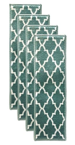 Sultansville Trellisville Collection Trellis Design Vibrant and Soft Stair Treads, Teal, Pack of 4