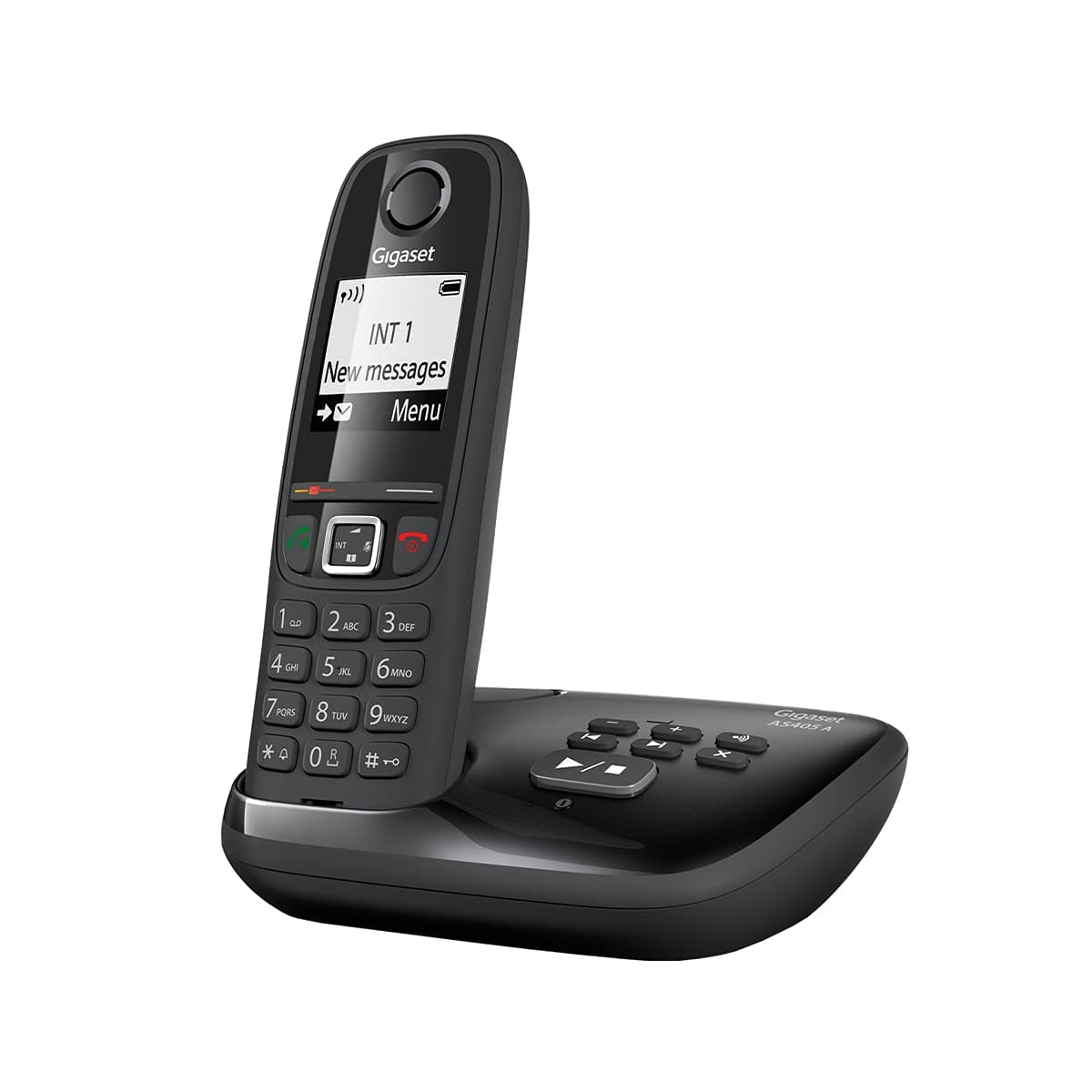 Gigaset AS405A SINGLE - Advanced Cordless Home Phone with Answer Machine and Nuisance Call Block - Glossy Black