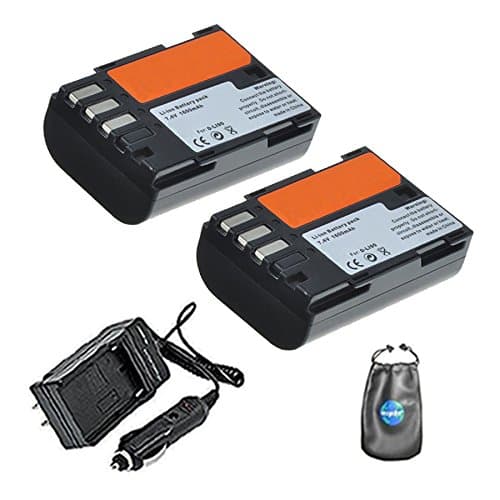 Amsahr S-DLI90-2CT Digital Replacement Battery Plus Travel Charger for Pentax D-LI90, K5, K5II with Lens Accessories Pouch, Pack of 2 (Gray)