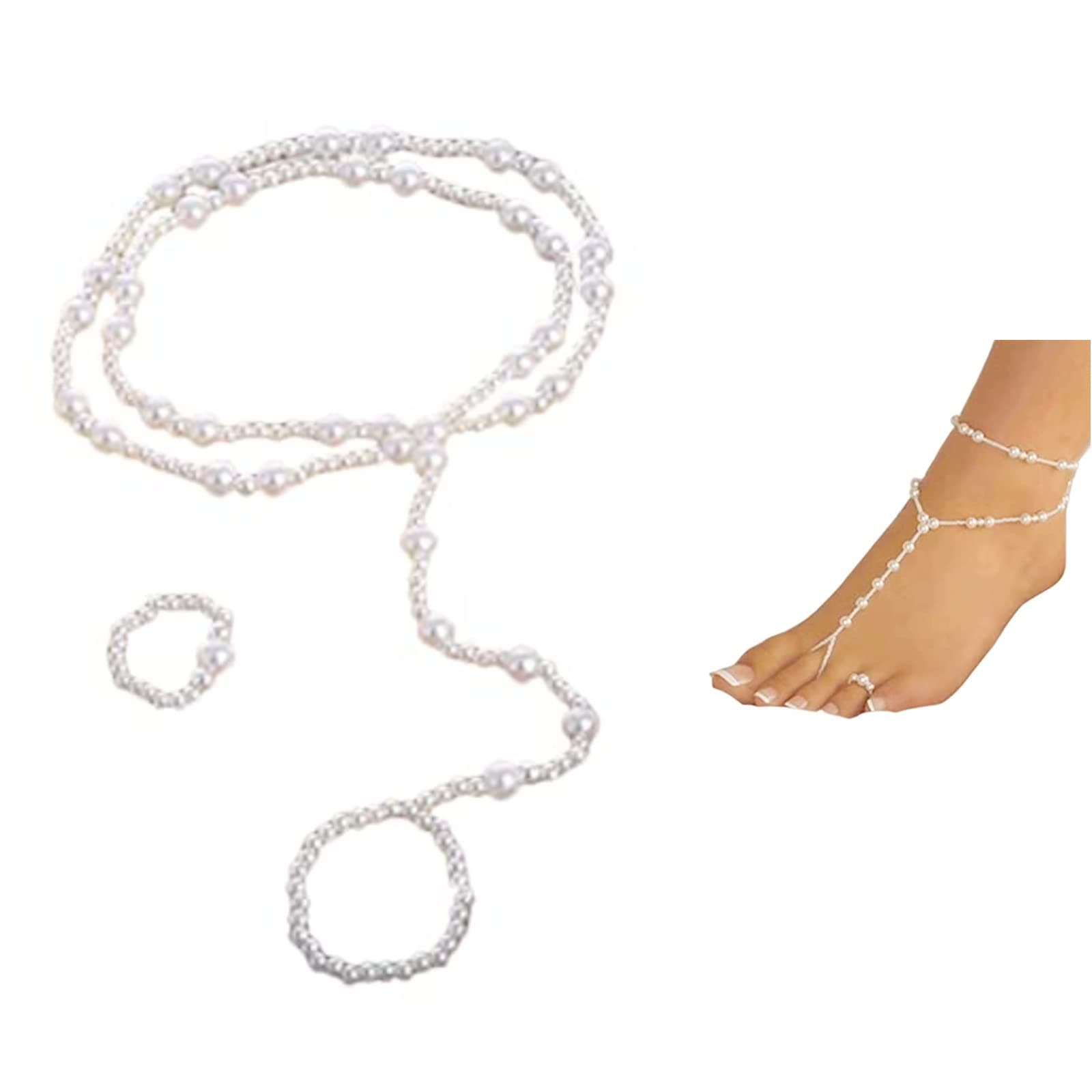 Pearl Barefoot Sandal Foot Jewelry Anklet Bracelet Ankle Chain, 1 Pieces
