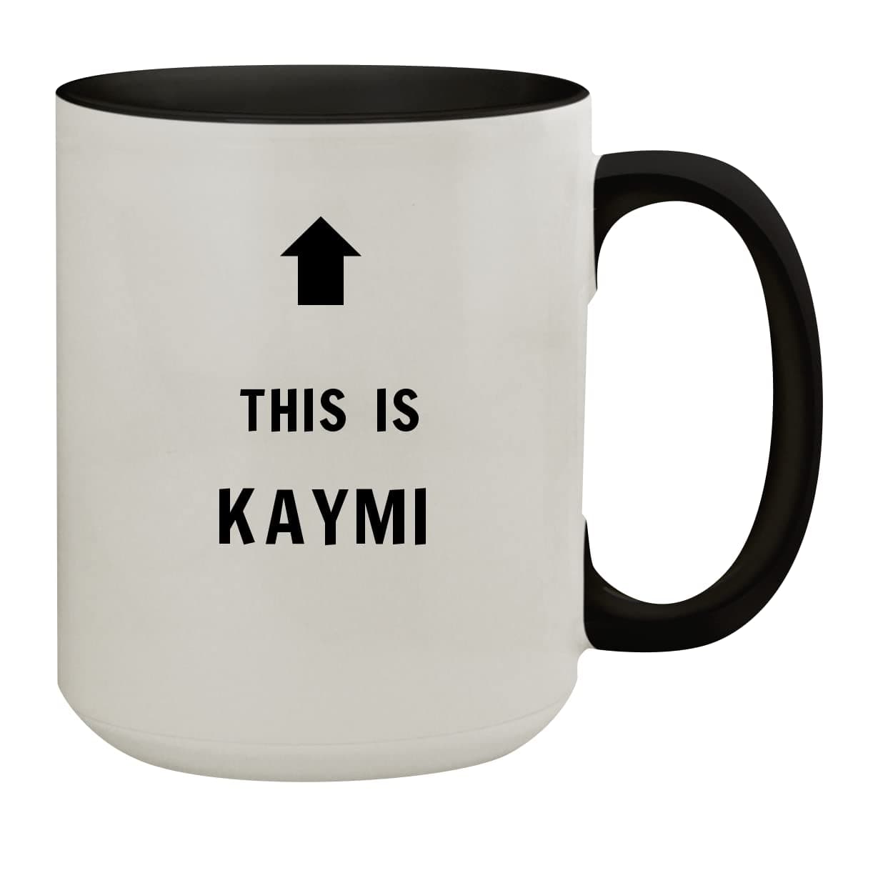 Molandra ProductsThis Is Kaymi - 15oz Colored Inner & Handle Ceramic Coffee Mug, Black