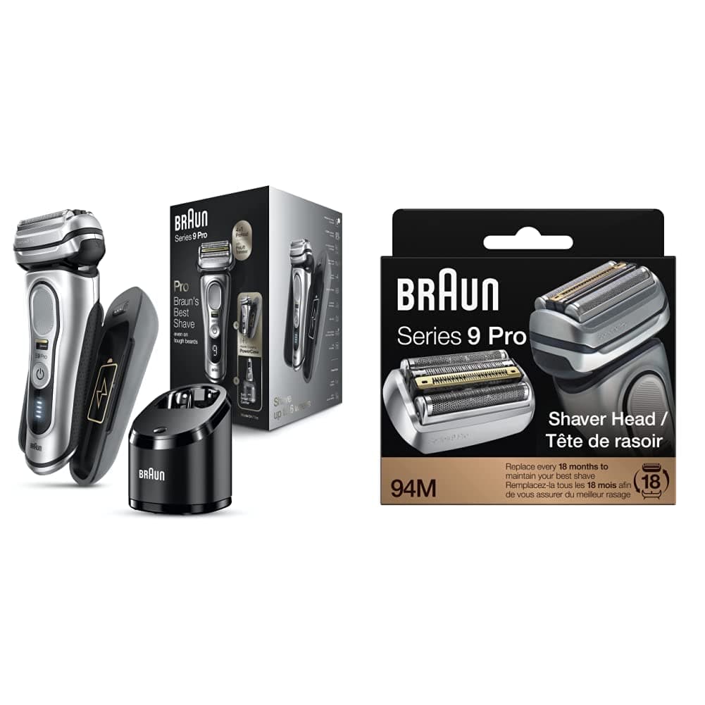 Braun Electric Razor for Men, Waterproof Foil Shaver, Series 9 Pro 9477cc, Wet & Dry Shave, with Portable Charging Case, ProLift Beard Trimmer with Series 9 Shaver Replacement Head