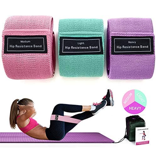 Fabric Booty Band, Mapletina 3 Levels Thicken Non-Slip Workout Resistance Band for Legs and Butt, Upgrade Wide Thigh Exercise Bands for Women, 3 Pack Set with Workout Guide