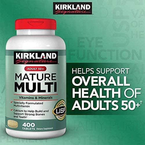 Kirkland Signature Mature Multi Vitamins & Minerals with Lycopene and Lutein 400 Tablets - Compare to Centrum Silver