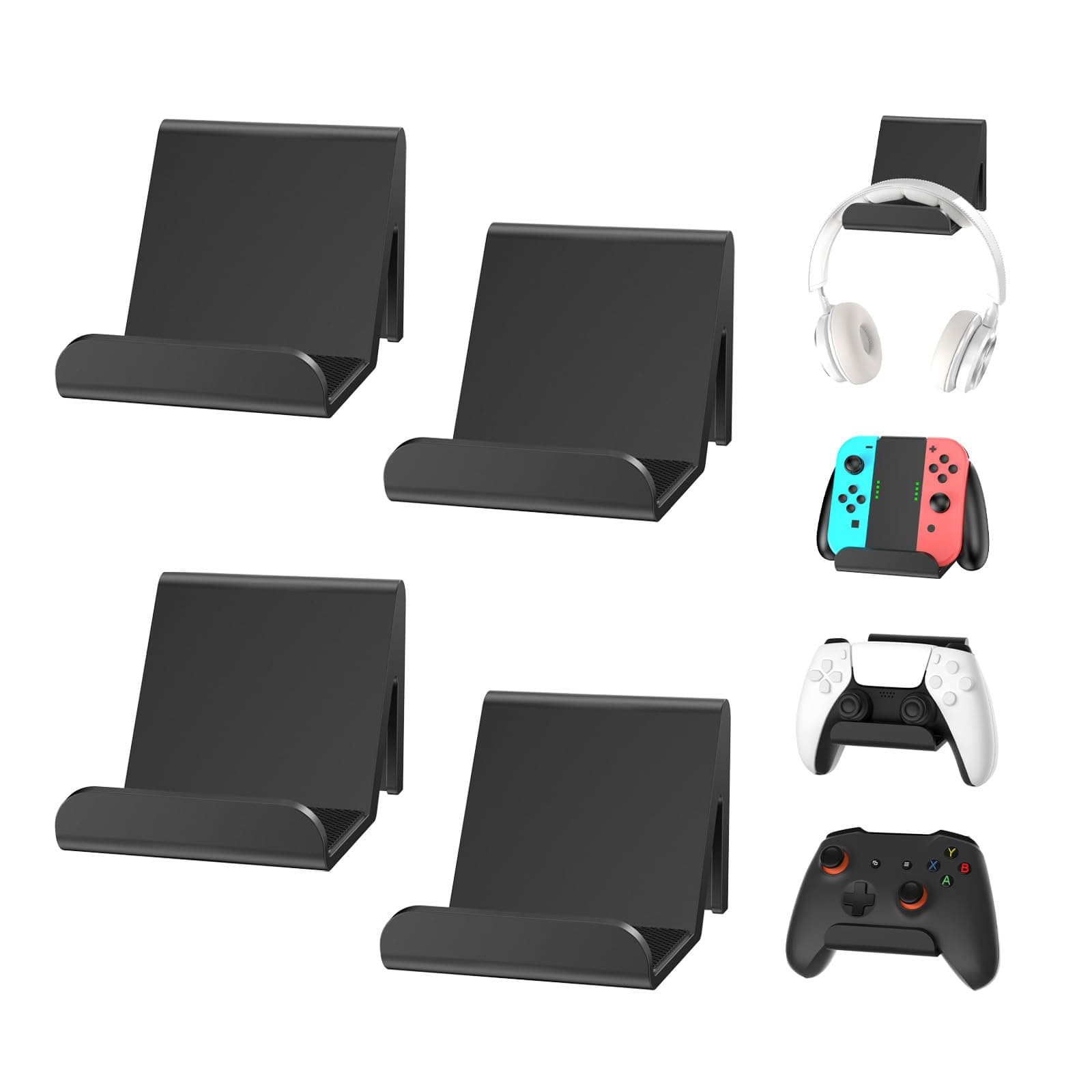 - 6amLifestyle 4 Pack Controller Holder Stand Built in Anti-Slip Pads for PS5 PS4 Xbox One Switch Pro Gamepad Controller Wall Mount Adhesive/Screws, Universal Controller Accessories Shark 14 Mini