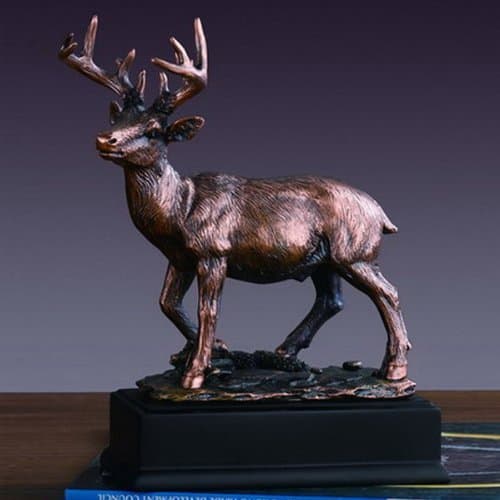 White Tail Deer Bronze Plated Resin Sculpture, 8.5 inches H