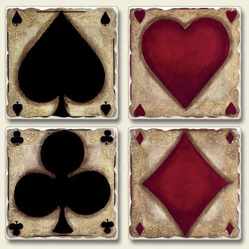 Ante Up playing cards Square Coaster assorted Set of 4 -heart,spade,club,diamond