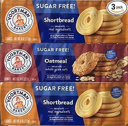 Voortman Sugar Free Shortbread Oatmeal Cookies 3 Pack - Shortbread & Oatmeal (3 8oz. Packs, Variety Pack)