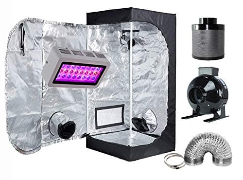 GreenHouser Garden LED Grow Tent Complete Kit Included 300W LED Grow Light+24"X24"X48" Grow Tent/Room+4" Filter Fan Combo for Hydroponic Indoor Plants