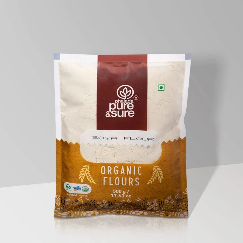Pure & Sure Phalada Organic Soya Flour | Soya Atta | and Soyabean Flour 500 grams.