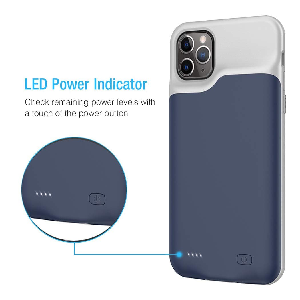 Battery Case for iPhone 11 Pro Max, 6500mAh Portable Protective Charging Case Compatible with iPhone 11 Pro Max (6.5 inch) Rechargeable Extended Battery Charger Case (Blue)