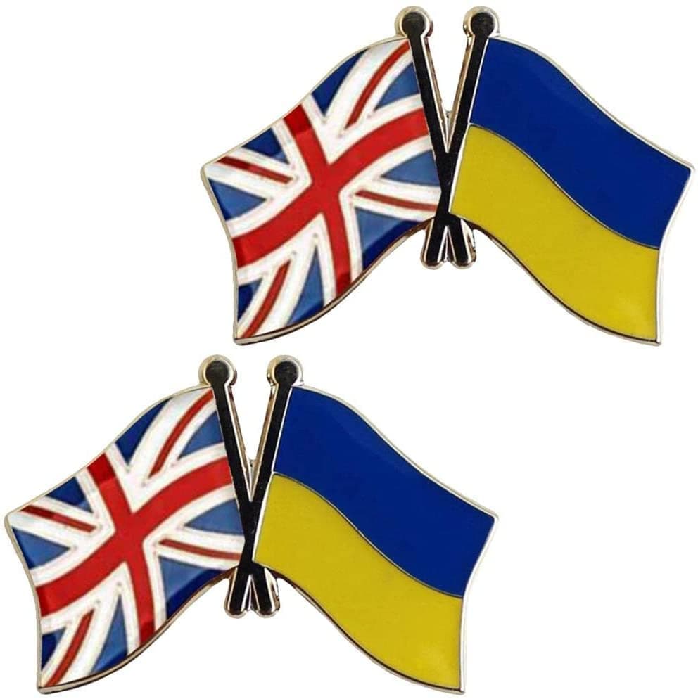 DingM2Pcs 2022 UK/Ukraine Flag Lapel Pin Badges, Dove of Peace Double Flag, National Waving Flag Pins, Britain Metal Flag Badge Pins, Brooch Souvenir Gift for Men Women