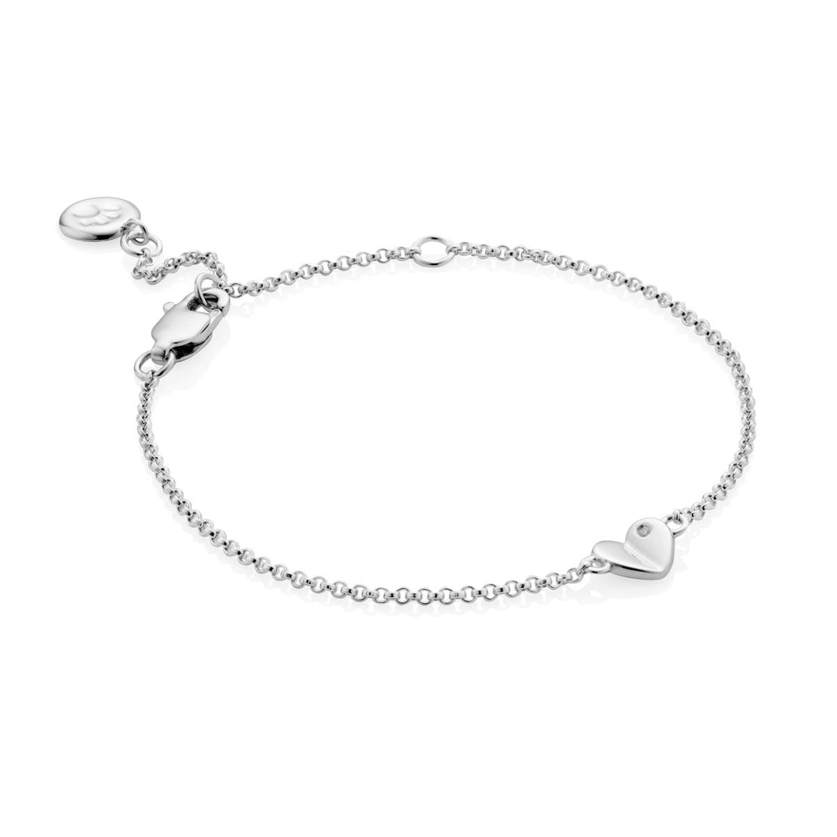 Molly B London1pt Diamond & Sterling Silver Heart Bracelet. Delicate, Adjustable Jewelry Charm Chain Bracelets For Women and Girls, Perfect as Birthday Gift, Celebrations, Sweet 16, Thanksgiving, One