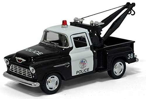 5 Inch 1955 Chevy Stepside Pick-Up Tow Truck (Police) 1:32 Scale by Kinsmart