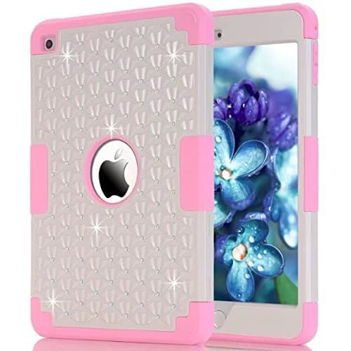 iLovely iPad Mini 4 Case, Kids Star Flash Series Shock-Absorption High Impact Resistant Heavy Duty Protective Case For iPad Mini 4 (Gray + Pink)