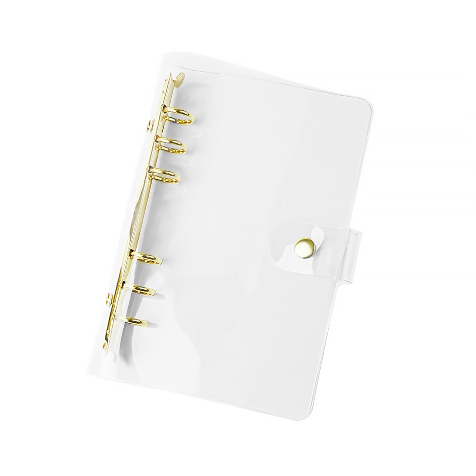 Clear A6 Binder Cover Gold 6 Ring PVC Binder Loose Leaf Folder Refillable Soft Notebook Shell Protector Binding Accessories Supplies (Gold A6 Binder)