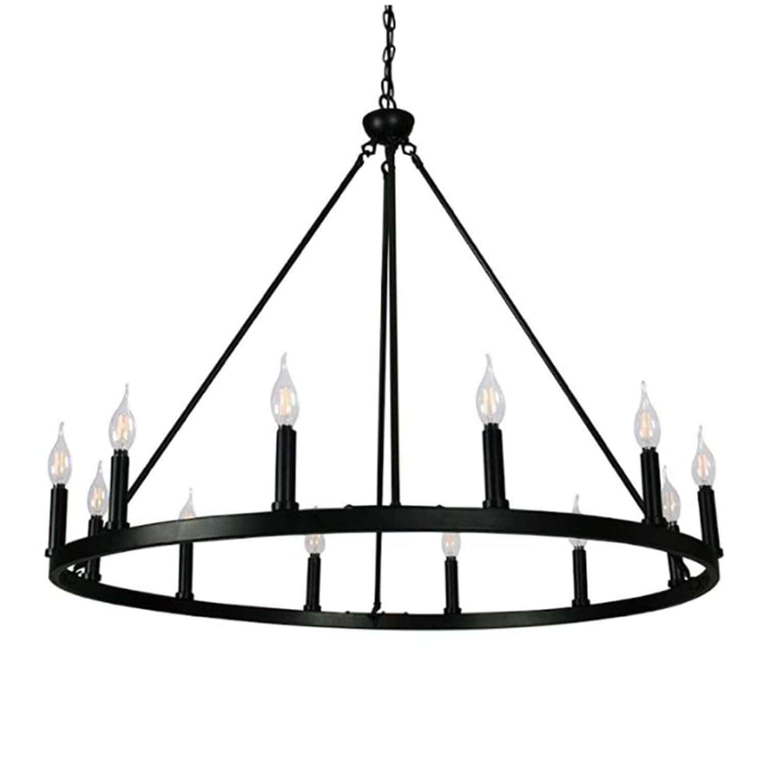 Cahua 12 Light Drum Chandelier (16鈥?Wide) Steel Frame with Wooden Pattern | Dining Room, Foyer, Entryway or Living Room Decor