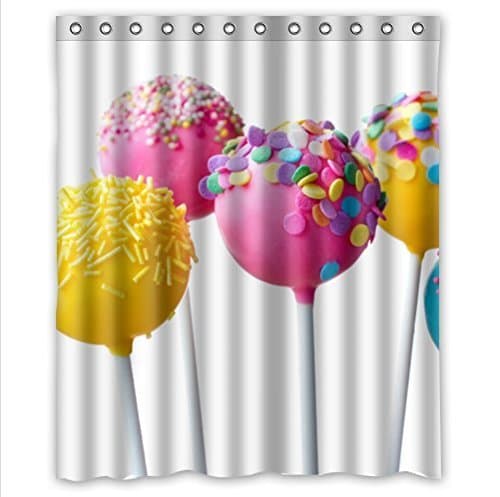 Custom Colorful Chocolate Lollipop Waterproof Bathroom Shower Curtain- Polyester Fabric, 60(w)x72(h)
