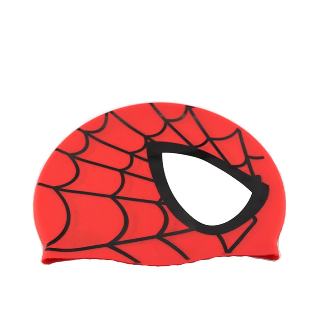 (Red) - Avril Tian Swimming Cap, Waterproof Silicone Unisex Swimming Hat Spider Pattern Long Hair Hat for Kids Children,Boys and Girls for Water Sports (Red)