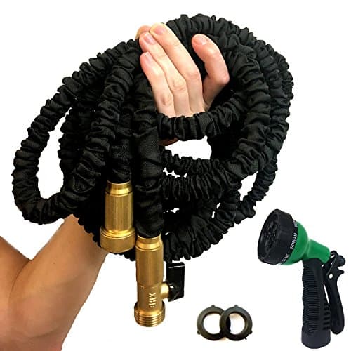 ProLawn 50' Expandable Water Hose with Brass Fittings and Triple Latex Inner Tube, Strongest Flexible Garden Hose, Fit in Small Bag, 8-Ways Spray Nozzle for Free