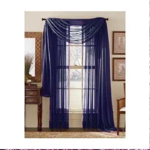 MONAGIFTS 2 PANELS NAVY BLUE Sheer Voile Window Panel curtains 59" WIDTH X 84" LENGTH EACH PANEL
