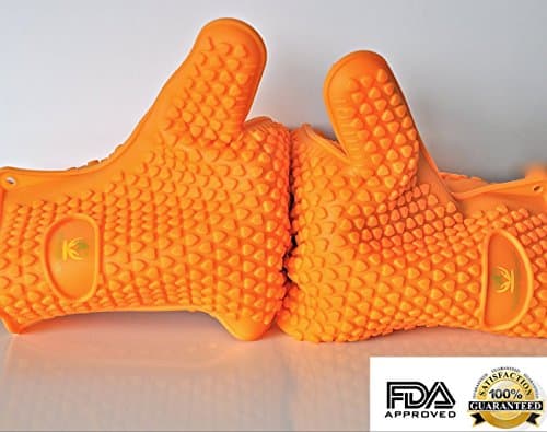 Best In Class Silicone Cooking Gloves PREMIUM Quality - Heat Resistant to 446°F - Much Safer, FUNKIER and Easier to Clean than Cloth Oven Mitts and Pot Holders - 10 Finger Versatility Ideal for Kitchen, Safe Food Handling, BBQ Accessories, Baking, Smoker, Grill, Microwave, Fireplace, Campfire, Wood Stove, Barbecue, AND Freezer - Eco Friendly, Waterproof All-Purpose Sure-Grip Gloves Food Grade Silicone - Odor and Mildew Resistant - Handle Anything Hot or Cold With Comfort and Ease ✓100% LIFETIME Customer Satisfaction