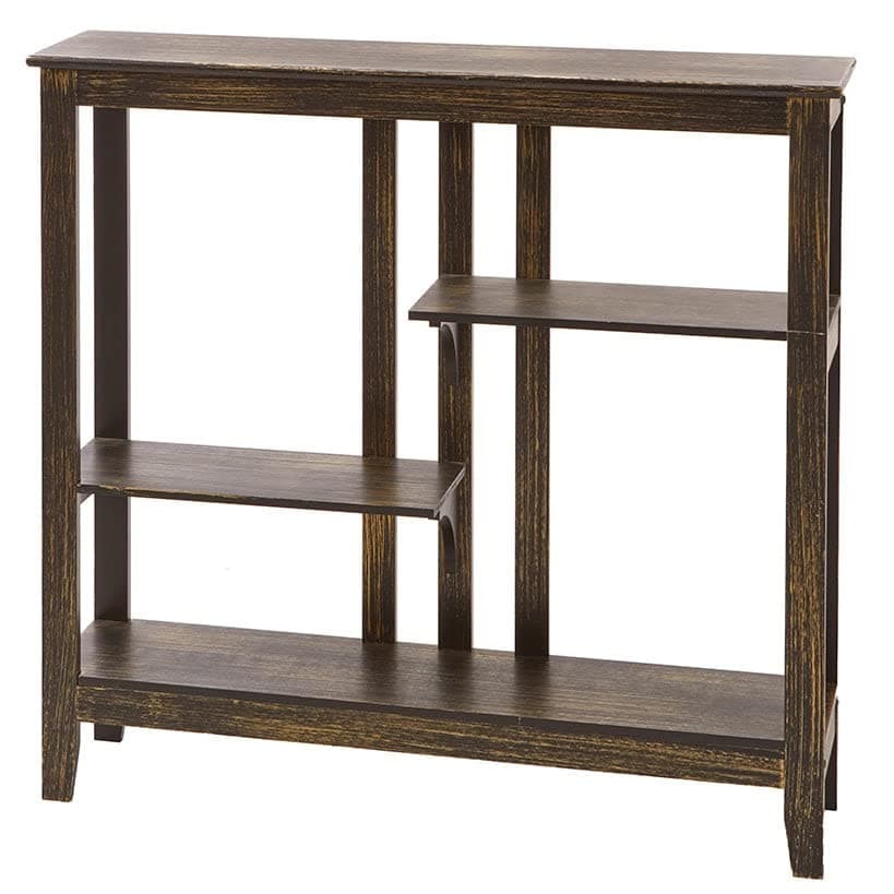 The Lakeside Collection Distressed Finish Console Table - Hallway Table with Display Shelves - Black