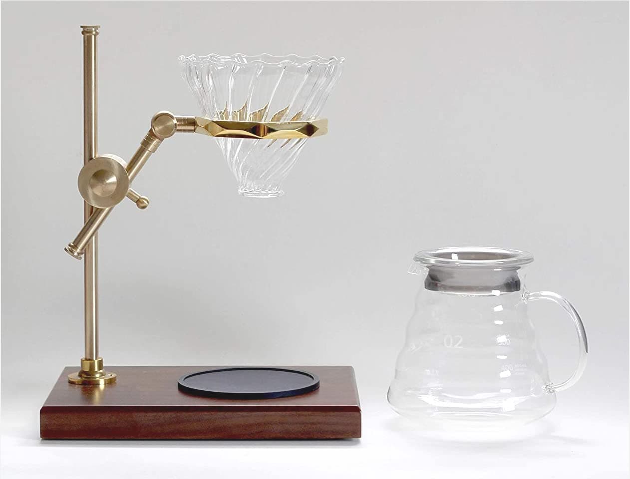 Pour Over Drip Gourmet Coffee Stand with Filter Cone and Glass Carafe