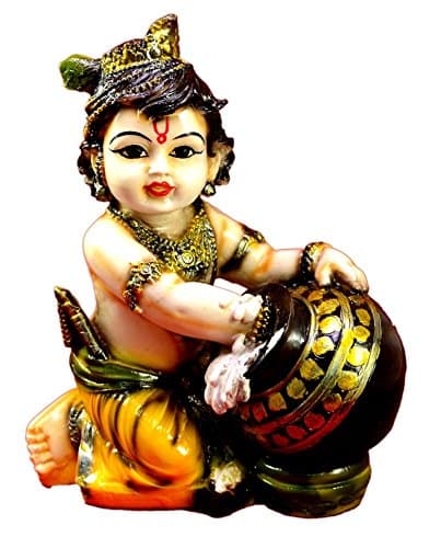 Hand Carved Baby Krishna Resin Idol Sculpture Statue Size 6.5 inches
