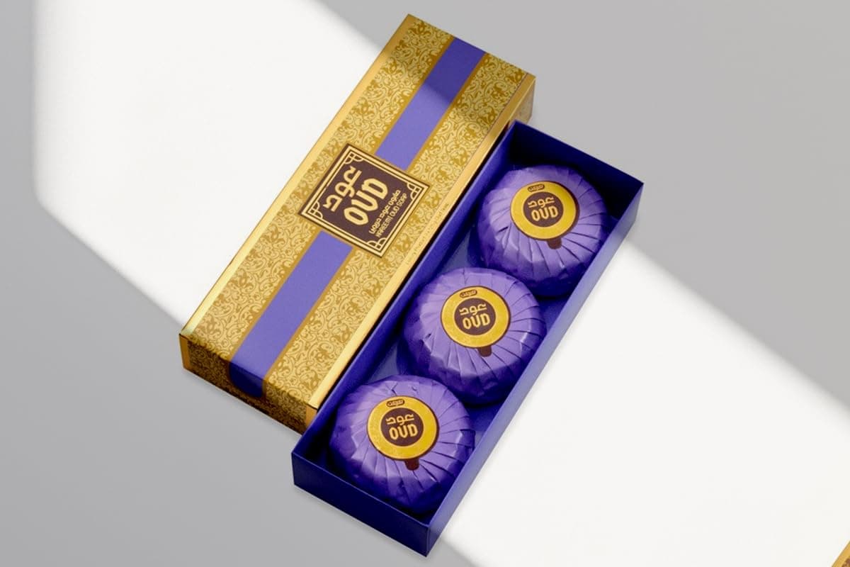 OUDLUX OUD SOAP Hareemi (Purple) (3PC PACK) | Fruity, Jasmine & Orchid Bar Soap | Hand & Body Care | Skincare | Oud Fragrance | Bath & Body Products | Handwash | Oud Luxury Collection