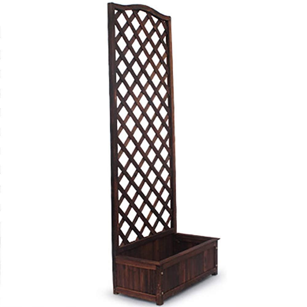 LJJSHOPS Natural Wooden Flower Trough Wall Hanging/Planter with lattice, Climbing Plants,Brown-65×37×120cm