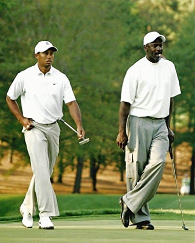 Sports Icons Tiger Woods and Michael Jordan Playing a Round of Photo Picture