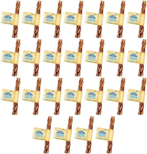 TYSON PET PRODUCTS 314200 25 Count True Chews Braided Bully Stick for Pets, 6-Inch