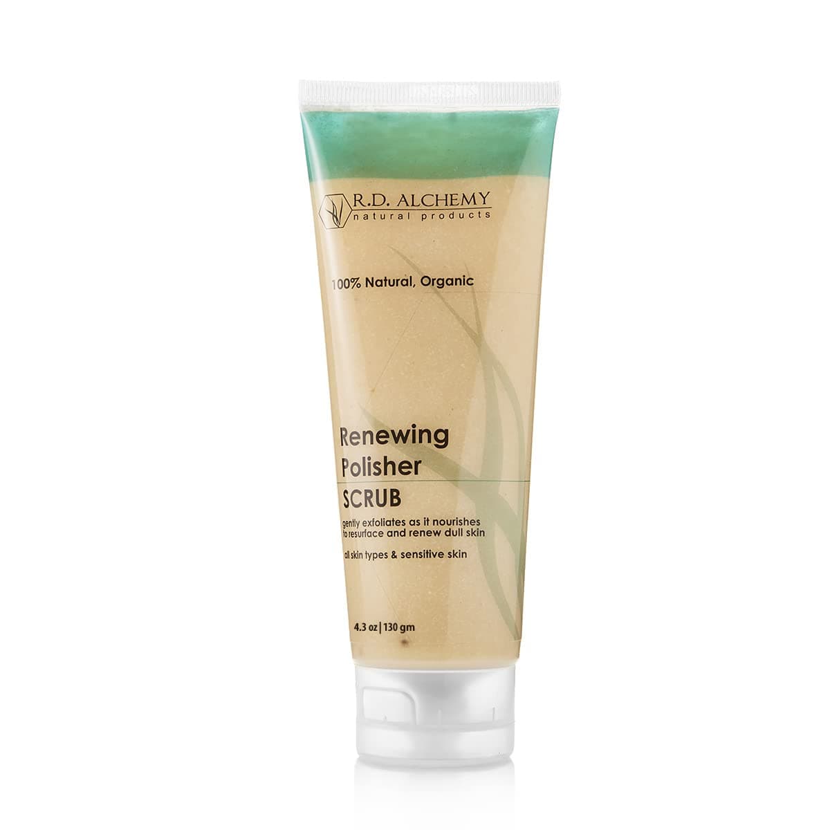 RD Alchemy - 100% Natural & Organic Renewing Polisher Face Scrub for Brightened Skin Complexion. Brightening Facial Scrub Gently Exfoliates using Jojoba Beads, AHAs, Rice Bran, & more