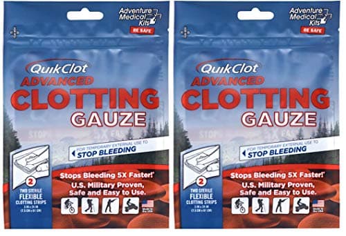 QuikClot Advanced Clotting Gauze - 3 x 24 in (2 Strips) - 2 Pack