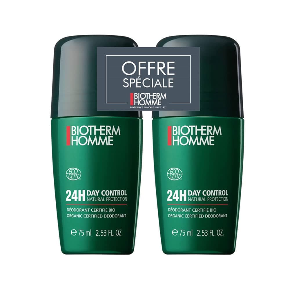 Homme Day Control Natural Protection 24H Roll-On Organic 2 x 75ml