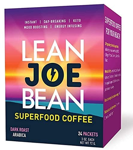 Lean Joe BeanSuperfood Coffee | Organic Instant Keto Coffee with Mushrooms, MCT, Collagen, Turmeric, Probiotics & Folate | backed by Science (24 Count)