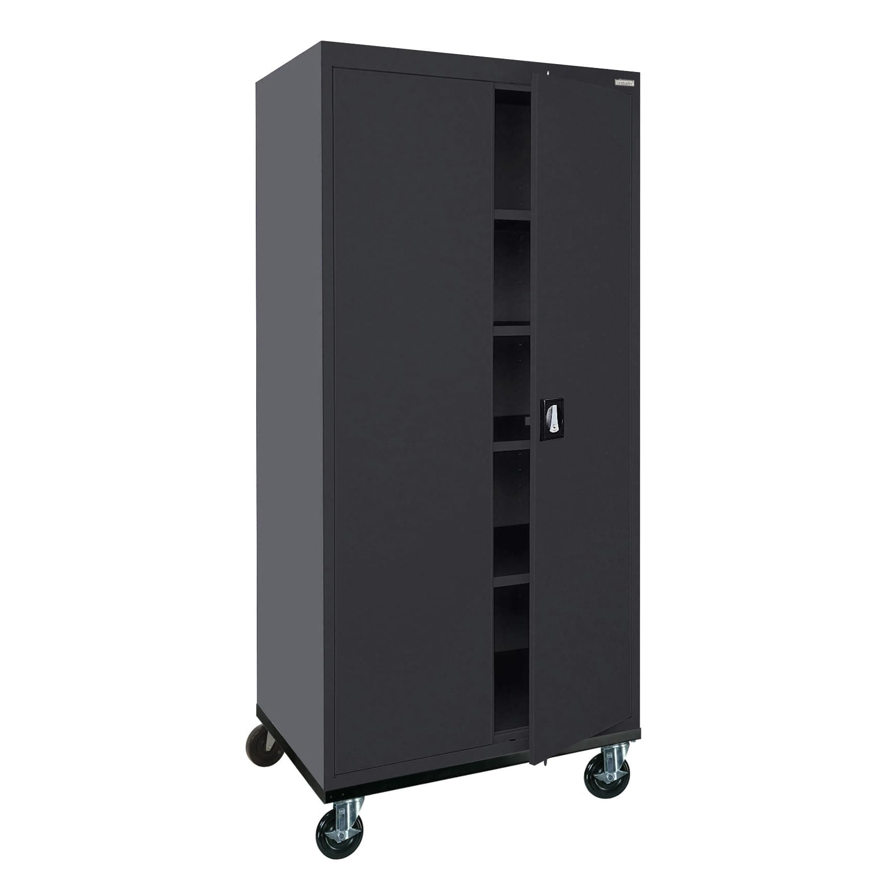 Lee TA4R362472-09 Transport Series Mobile Storage Cabinet with Wheels, Adjustable Shelves, 230lb Capacity, 24" Depth x 36" Width x 78" Height, Black