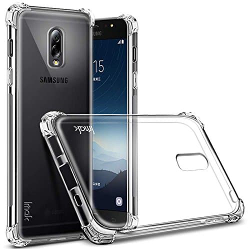 Case for Samsung Galaxy C8 / J7+ / C7 2017 + Anti-Explosion Screen Protector, Transparent Soft Gel Cover [Reinforced Corners] [Shock Absorption] [Non Slip Grip] Full Protection Flexible TPU Bumper