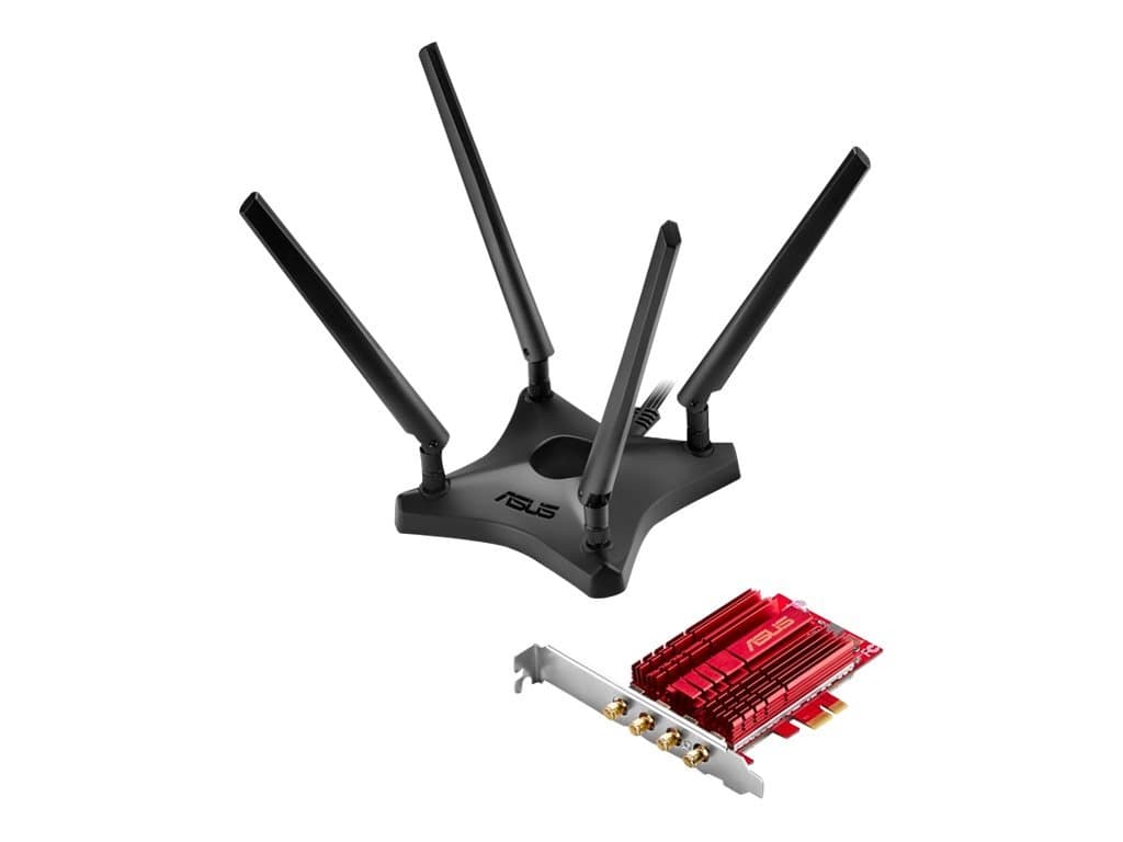 ASUS PCE-AC88 Dual-Band 4x4 AC3100 WiFi PCIe Adapter with Heat Sink and External Magnetic Antenna Base Allows Flexible Antenna Placement to Maximize Coverage