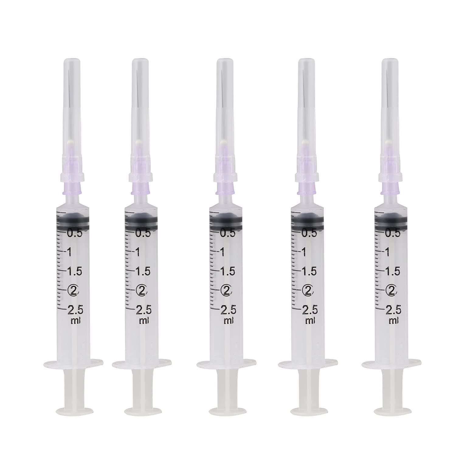Dr. Tech Syringes with Needles, Disposable Sterile Plastic Caps for Industrial Medical Use, Garden, Scientific Labs with Measurement 2ml (5 Pcs)