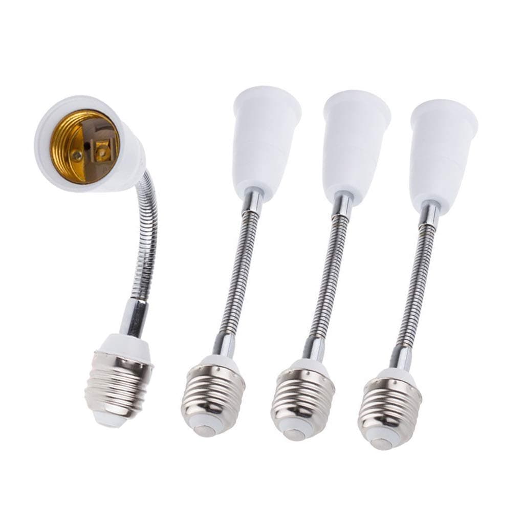E26/E27 Light Bulb Socket Extender Adapter, E26/E27 To E26/E27 Flexible Extension, All-Directional Light Adjustable Converter For A19 Led Lamp,Recessed Spotlight Etc. (4-Pack)