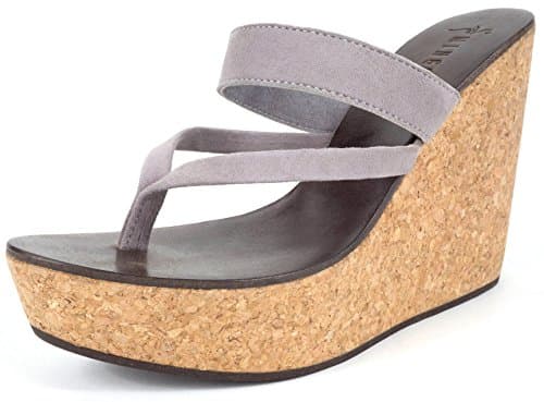 Women's Soft Suede Thong Cork Wedge Sandal