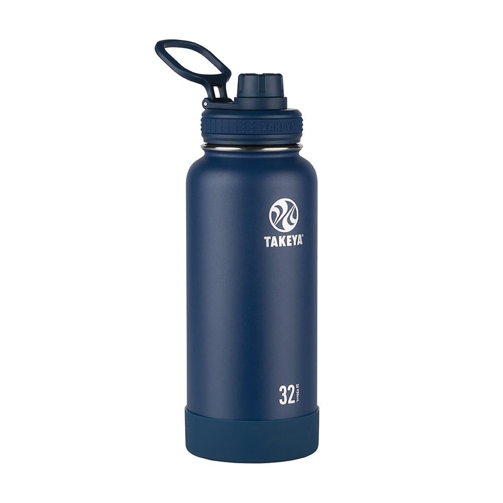 Takeya Actives Insulated Stainless Steel Water Bottle with Spout Lid, 32 Ounce, Midnight