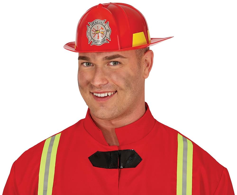 FIESTAS GUIRCA | Red Firefighter Helmet (One Size) - Fancy Dress Accessory for Unisex Adults - Ideal for Firefighter Parties, Halloween and Carnival - Firefighter Hat for Celebrations - Red